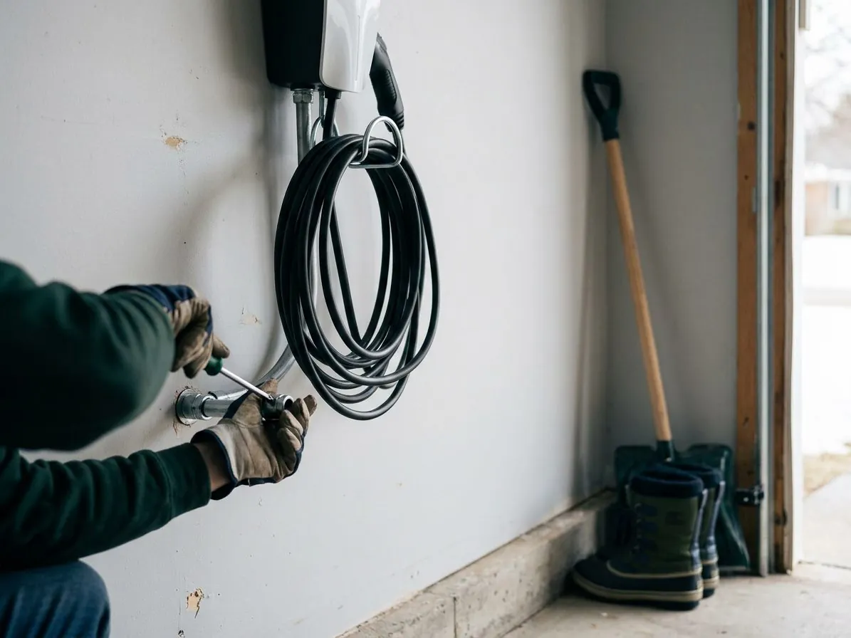 Home charger on a garage wall, the way most Kia Niro PHEV owners in Canada charge
